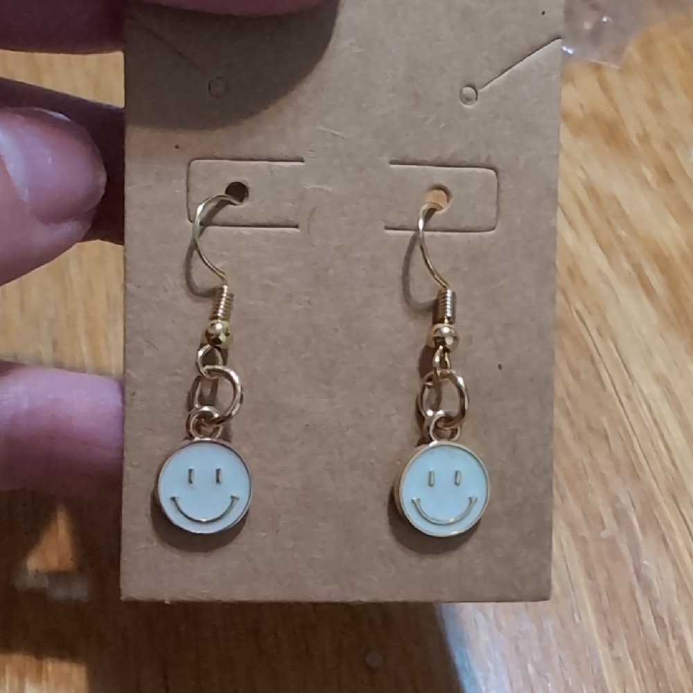 White  Smiley Face Earrings